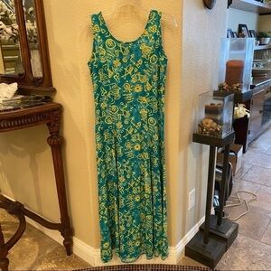 Vintage BIG HED Women Fun Fish Sun Print Summer Maxi Dress Size Medium